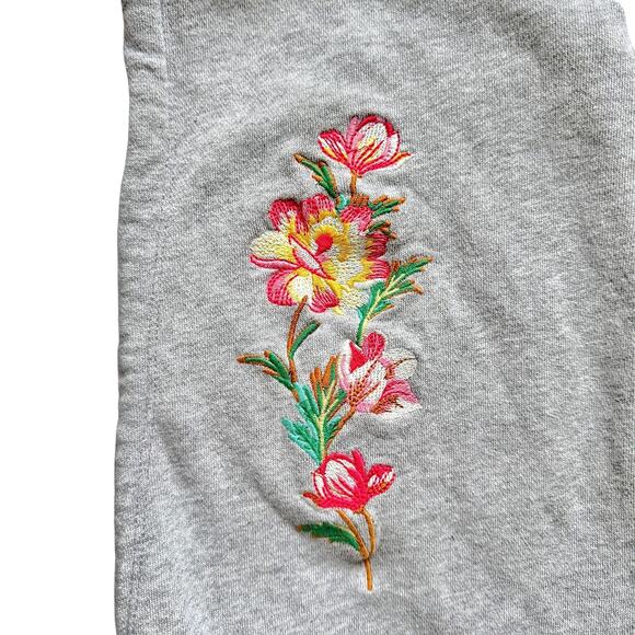 Betsey Johnson Floral Embroidery Drawstring Hoodie Sweatshirt Gray Size M - Picture 4 of 8